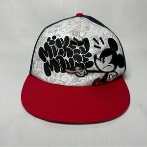 Disney Mickey Mouse Hat Cap Snap Back Adult One Size Red White Blue 100% Cotton